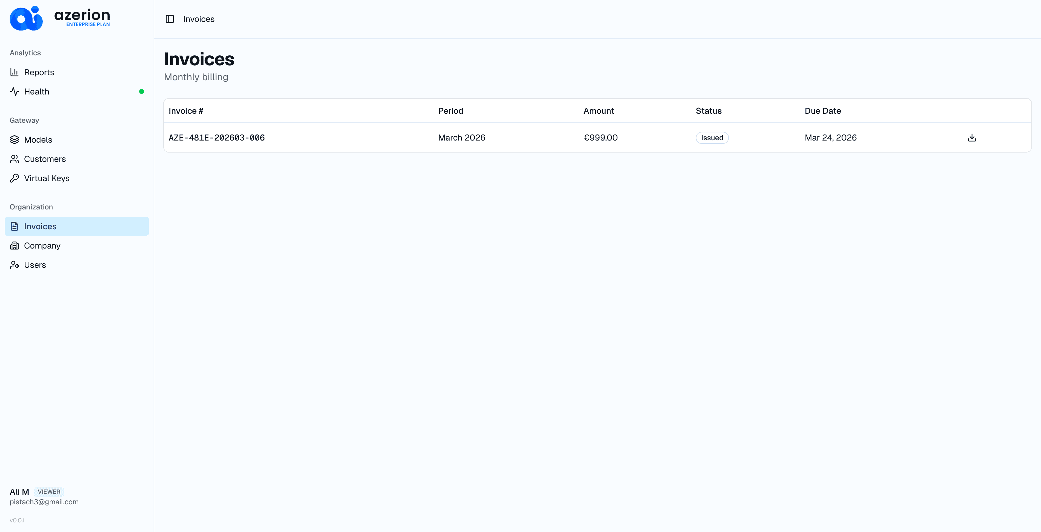 Automated monthly invoicing